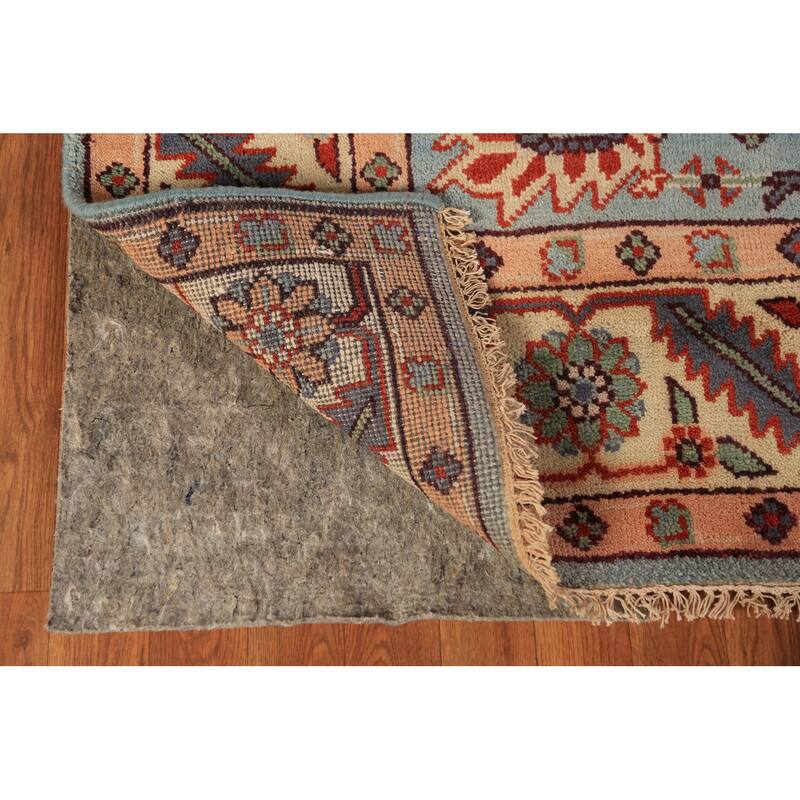 Light Blue Geometric Kazak Indian Area Rug Hand-Knotted Wool Carpet - 8'0"x 10'1"