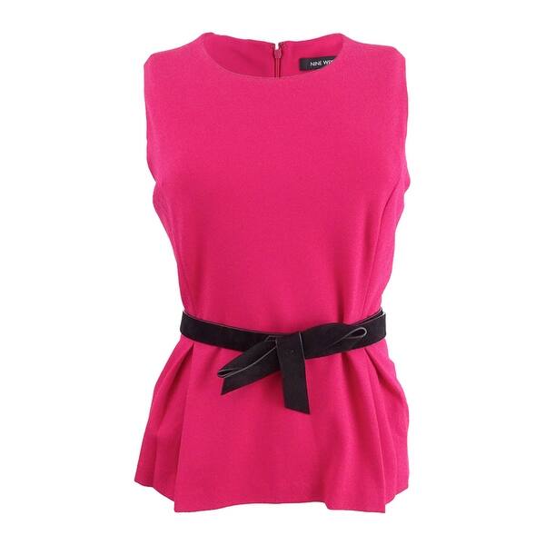 Shop Nine West Women S Belted Peplum Top 6 Fiesta Pink Fiesta