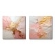 preview thumbnail 2 of 4, Designart "Gold And Pink Paint Fusion" Abstract Painting Canvas Set Of 2 - Modern Wall Art Set Beige Wall Art 2 Pieces