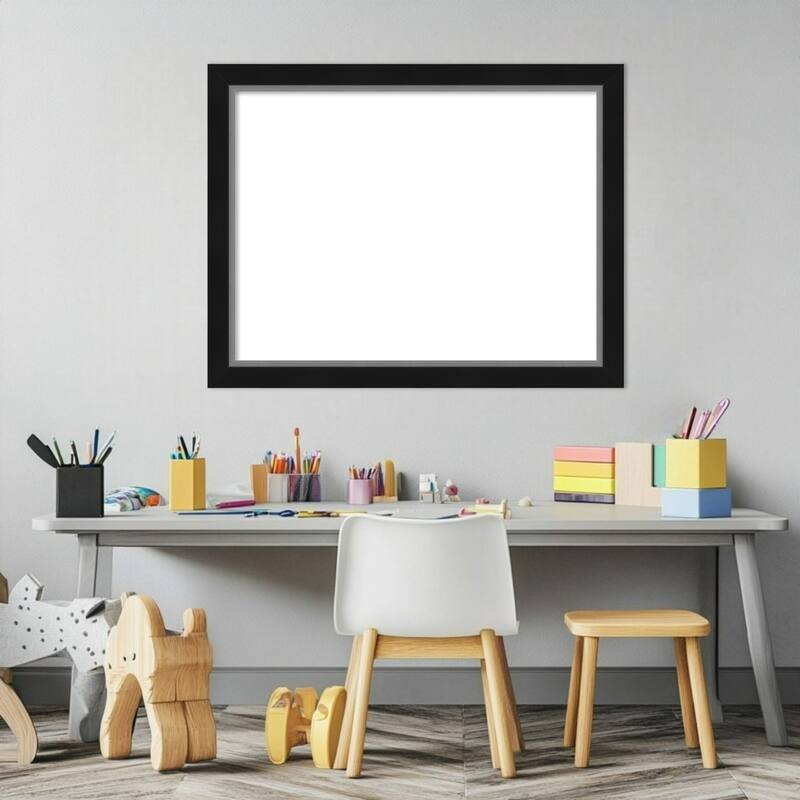 Amanti Art Eva Black Silver Narrow Framed Dry Erase Magnetic Board