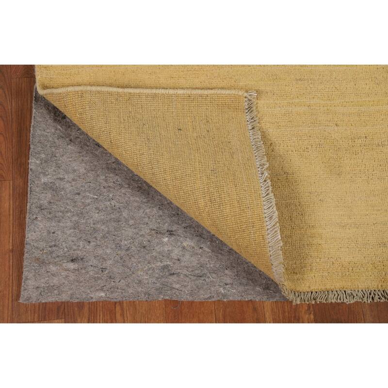 Yellow Modern Gabbeh Runner Rug Hand-Knotted Wool Carpet - 2'7"x 9'6"