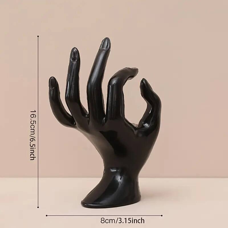 Curata Ok Hand Table Top Sculpture - Black or White - Jewelry Display - Black