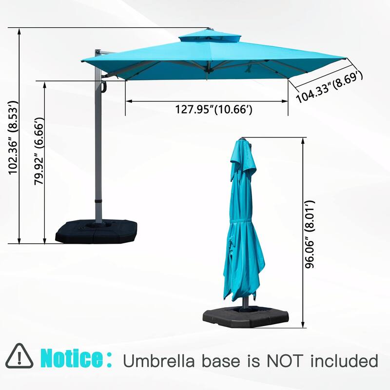 Aluminum Patio Umbrella - 360° Rotation, Hydraulic Lift