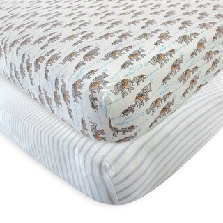 Touched by Nature Baby Organic Cotton Crib Sheet, Elephant, One Size - Elephant - One Size