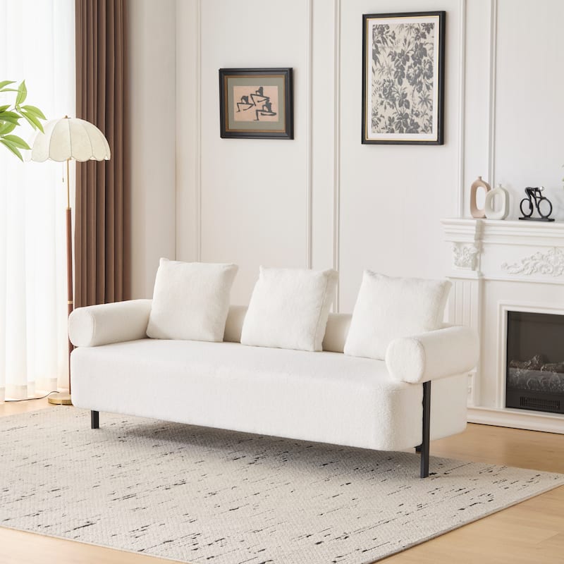 Roomfitters 78" Modern 3-Seater Sofa, Oversized Comfy Couch with 3 Plush Pillows for Living Room, Bedroom, Apartment