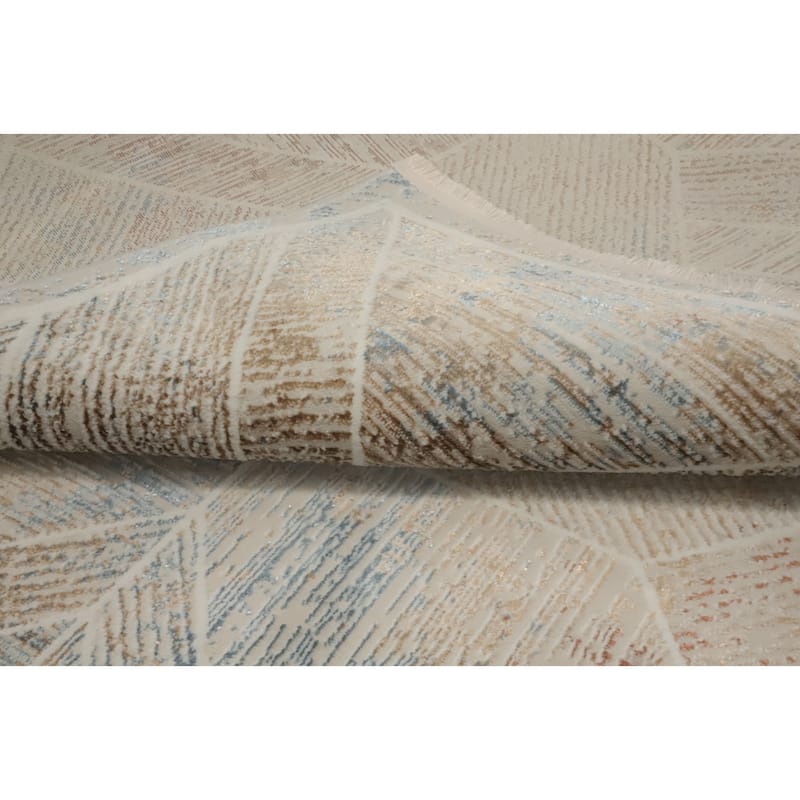 Machine Made Oriental Polyester Carpet Modern Geometric Multi-Colored Modern Area Rug - 7' 5'' X 5' 2''