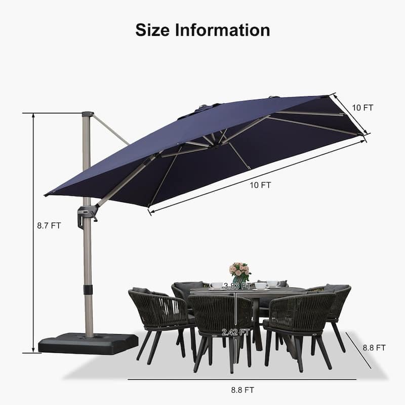 PURPLE LEAF Elegant Champagne-Gold Patio Cantilever Umbrella Adjustable Offset Umbrella