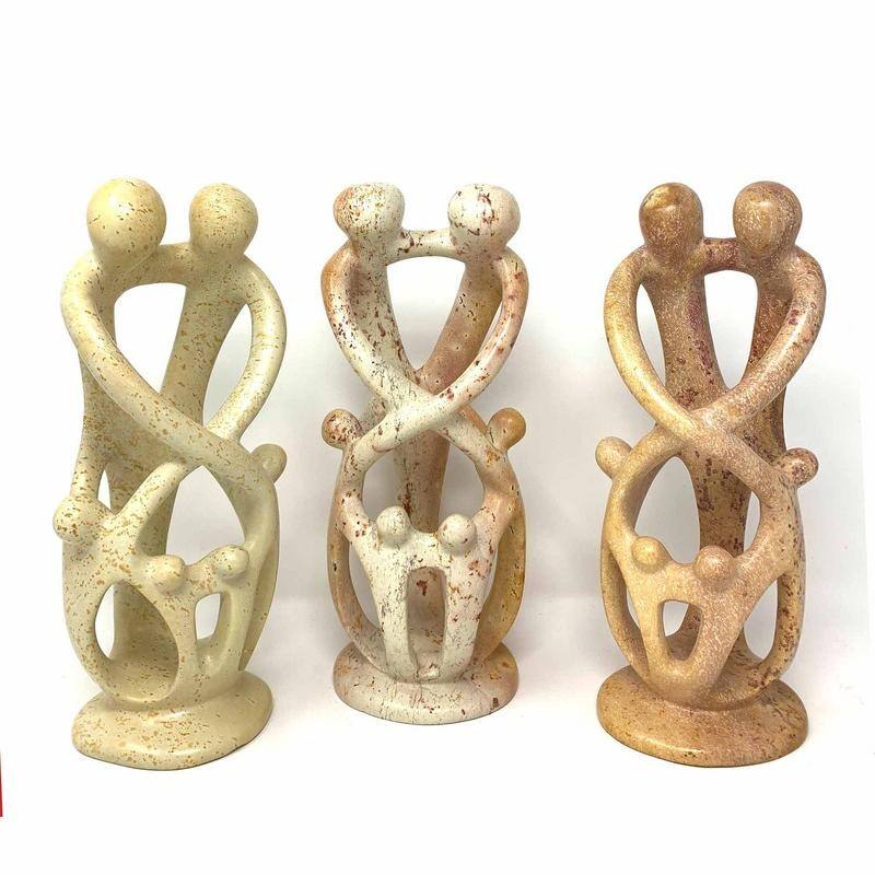 Handmade Soapstone Loving Family Embrace Parent and Child Statue
