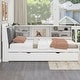 preview thumbnail 4 of 16, Twin Size Wood Platform Bed with Trundle, Shelves and Storage Headboard, White
