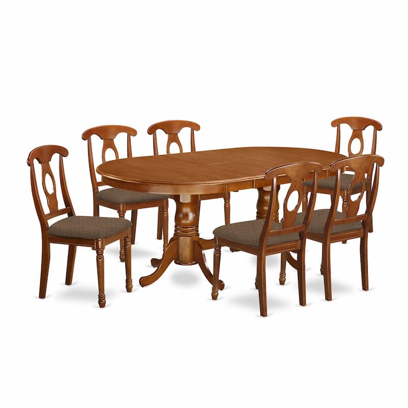 East West Furniture Table Set Consist of an Oval Table with Butterfly Leaf and Dining Chairs (Chair Seat Type Options)