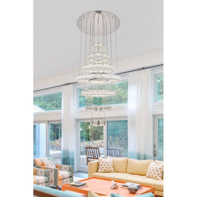 Madelyn 7-Light LED Chandelier Clear Royal Cut Crystal - 34"W X 38.3"H