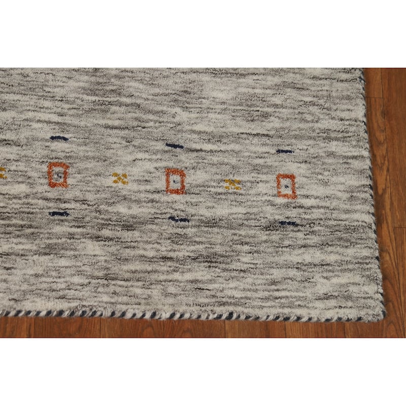 Tribal Gabbeh Oriental Rug Handmade Beige / Ivory Wool Carpet - 3'11" x 5'11"