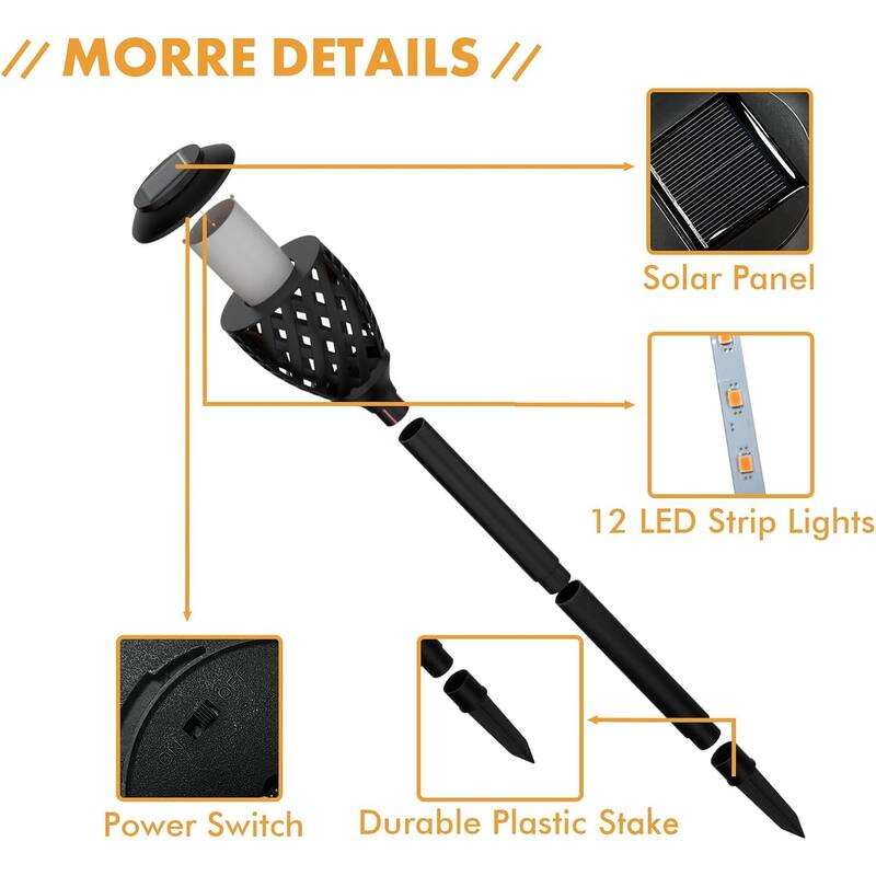 Solar Torch Flame Lights, 8 Pack Outdoor Solar Lights with Flickering Flame, Waterproof Solar Pathway Lights Landscape
