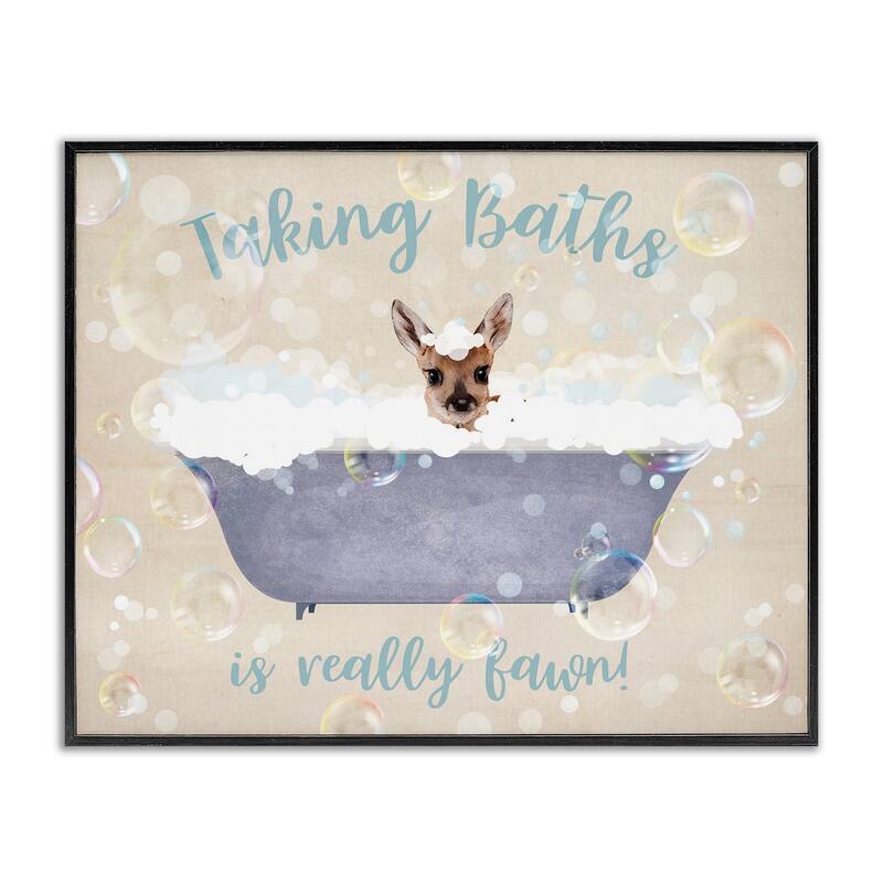 Stupell Taking Baths Is Fawn Framed Giclee Art Design By Susan Arnot - 30 x 24 - Black