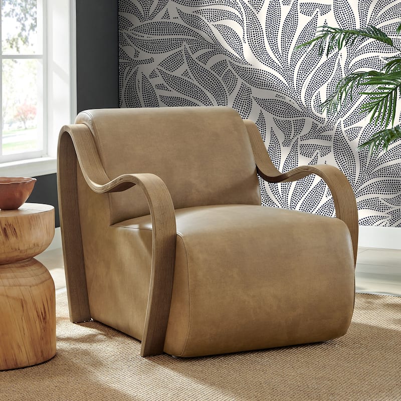 Atrium Vegan Leather Accent Armchair - Toast