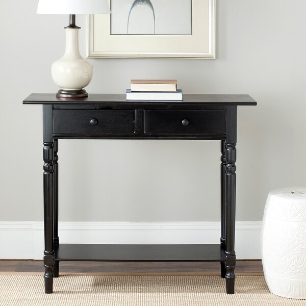 Safavieh Cape Cod Black 2-drawer Console Table - 37.8" x 13" x 31.9". Opens flyout.