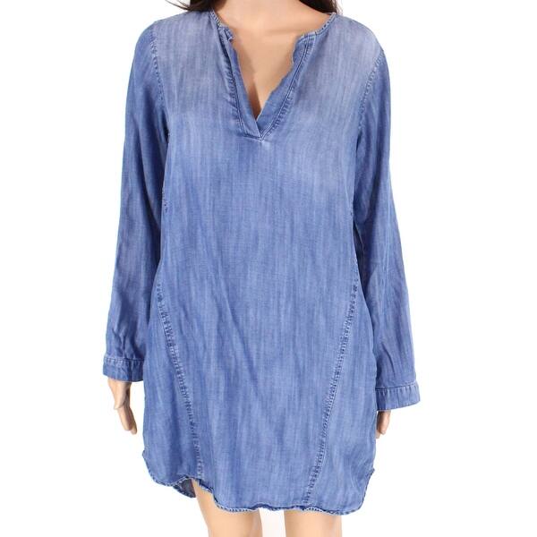 Shop Cloth Stone Women S Shirt Dress Blue Size Small S Denim V
