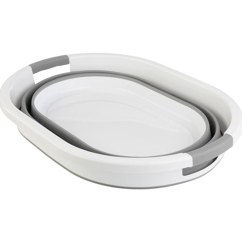 Collapsible Laundry Basket - 10.3-Gallon Portable Sink - Multipurpose Plastic Bin - Camping Essentials by Wakeman Outdoors