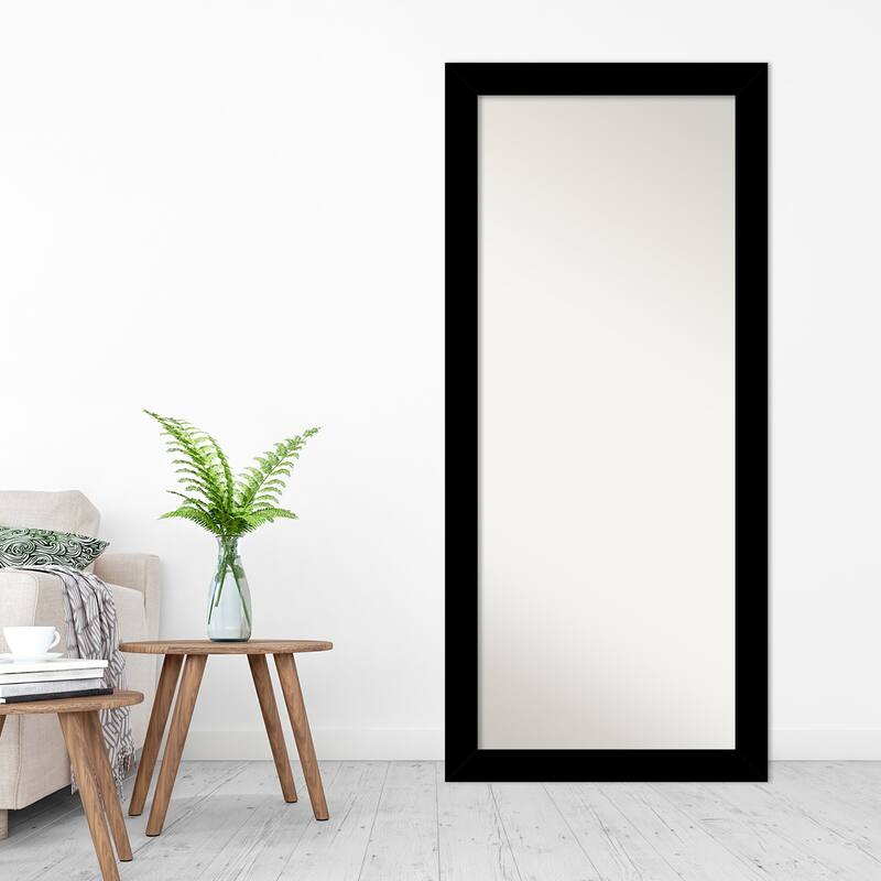 Basic Non-Beveled Wood Framed Full-Length Floor Leaner Mirror - Glass Size 24x60