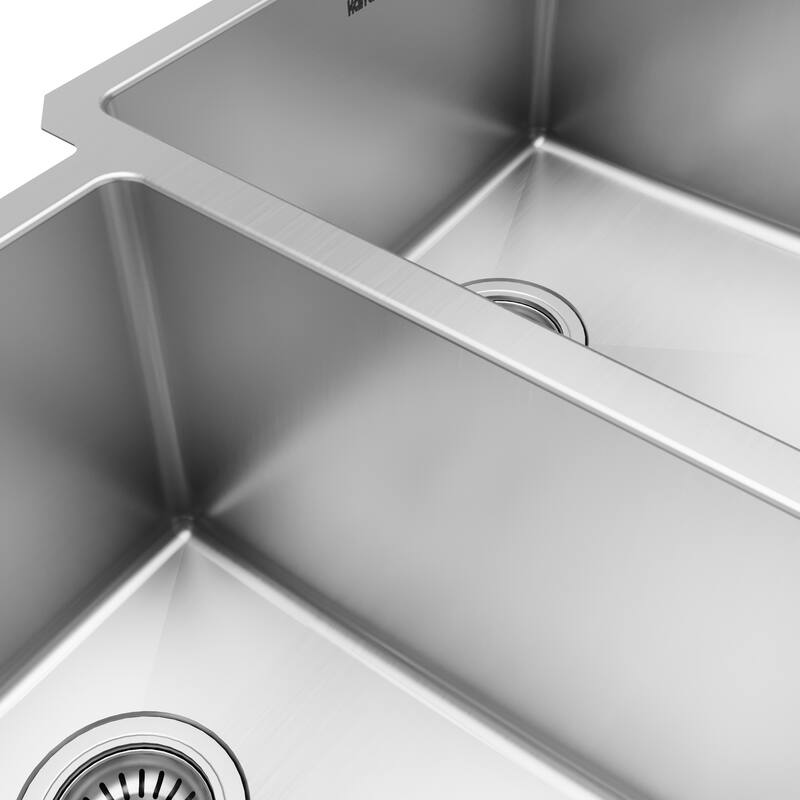 Karran Elite Undermount Stainless Steel 33 in. 16-Gauge Double Bowl KItchen Sink Kit