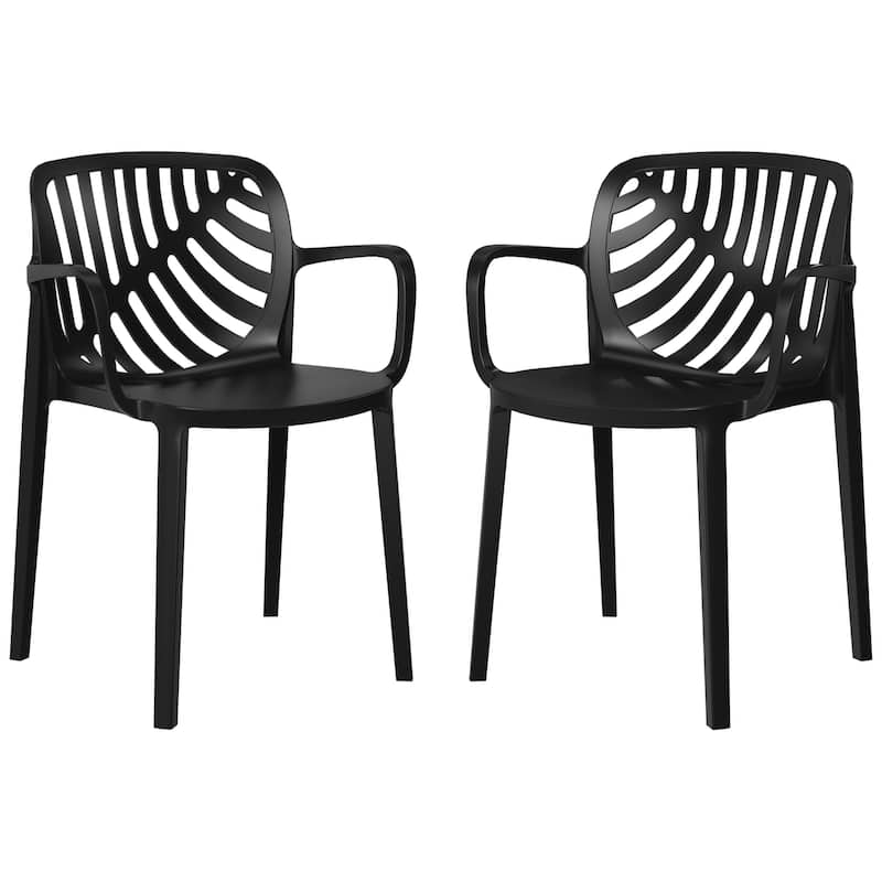 Frond and Form Outdoor Patio Stacking Dining Armchair (Set of 2) - Black