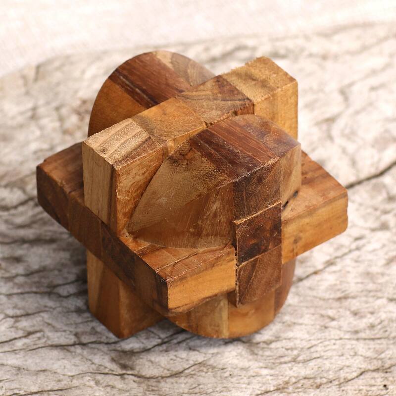 Novica Handmade Mental Exercise Teak Wood Puzzle