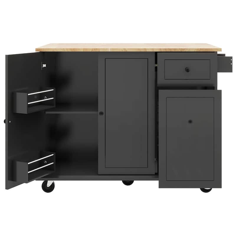 Rolling Kitchen Cart with Internal Storage Rack and Pull Out Cabinet - N/A