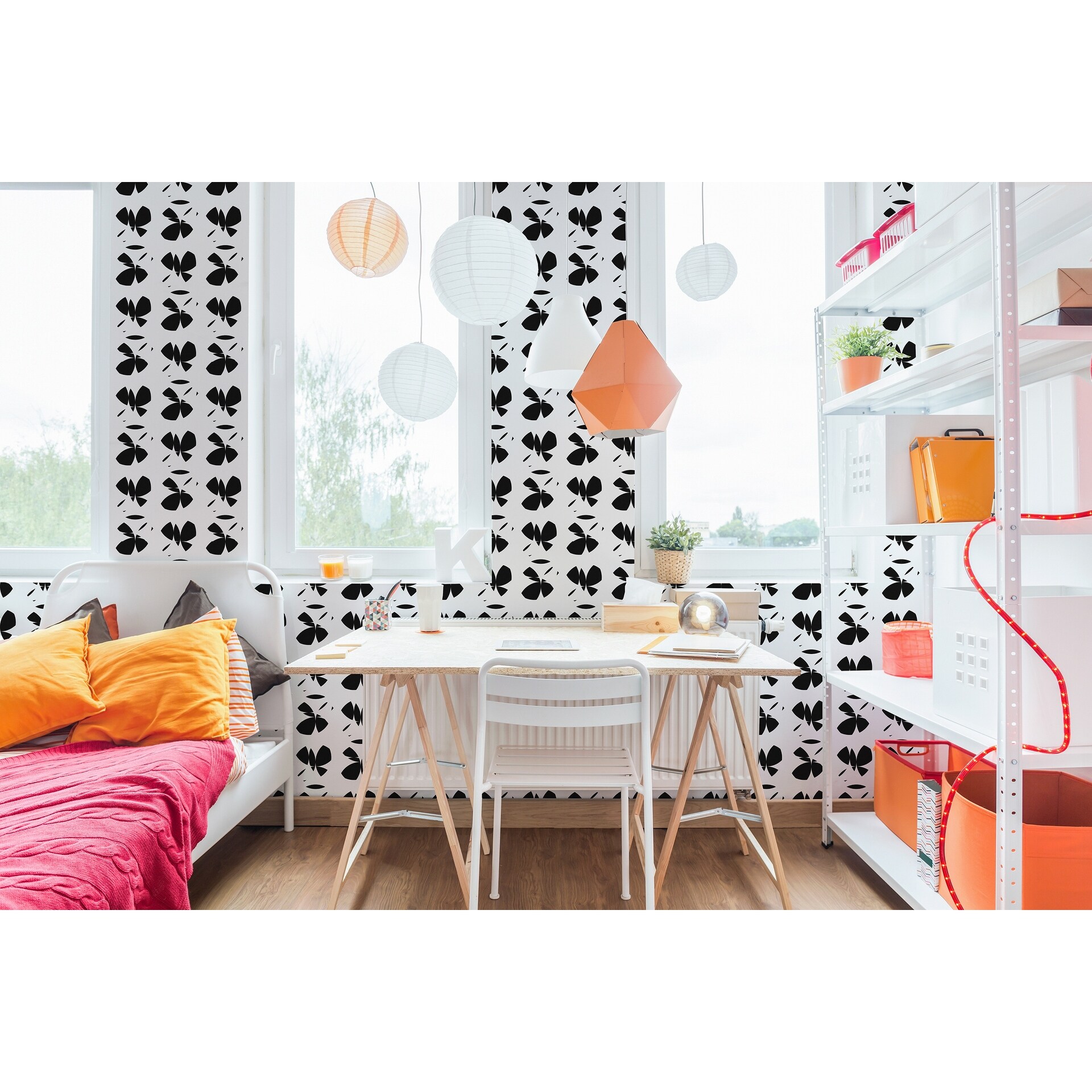 Shop Black Friday Deals On Sbc Decor Butterfly Black Whitepeel Stick Fabric Wallpaper Panel Overstock 32016654