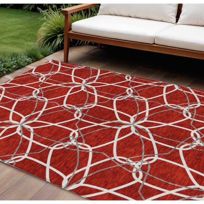 HomeRoots Geometric Modern Rectangle Outdoor Rug - 10' X 14'