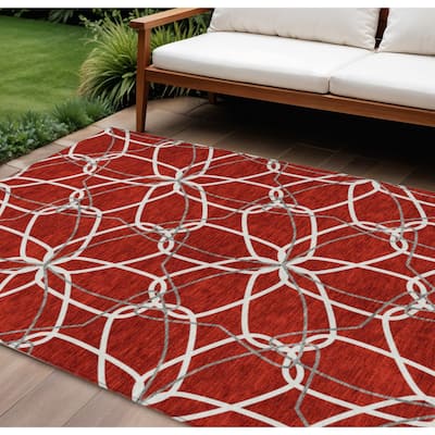 HomeRoots Geometric Modern Rectangle Outdoor Rug