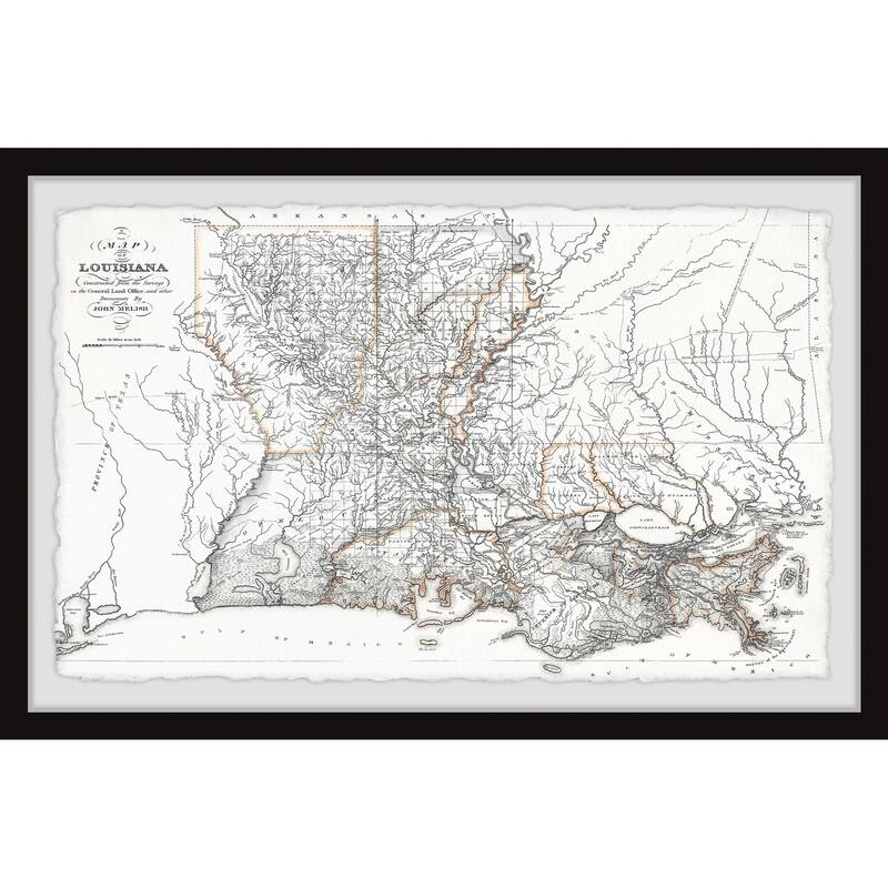 'Louisiana State Outline' Framed Painting Print