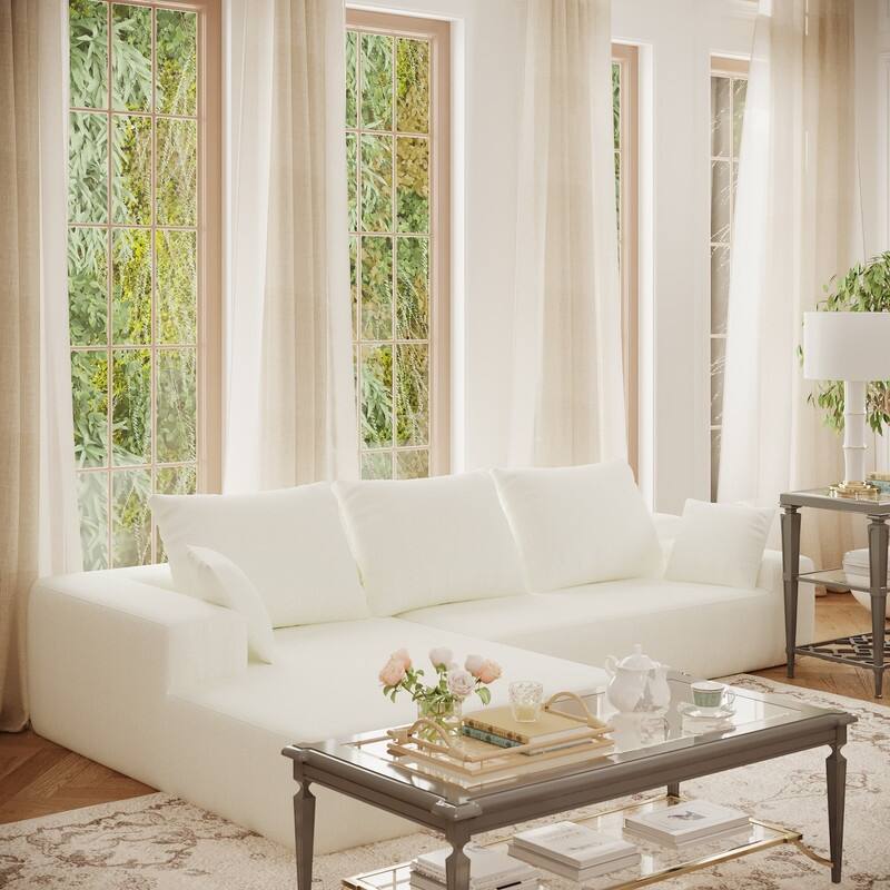 Momei L-Shaped Sofa - High-Density Foam with Spring, Multiple Cushions, Living Room
