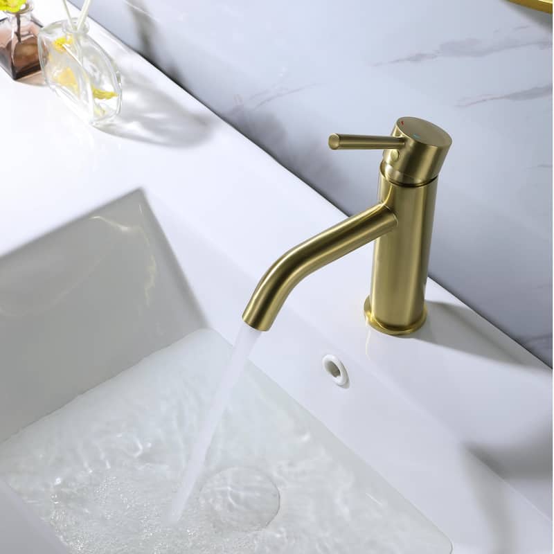 Single Hole Bathroom Sink Faucet with Single-Handle in Black / Gold, Deck-mounted