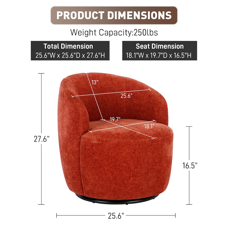 Ouyessir Swivel Barrel Chair Upholstered Armchair (Set of 1)
