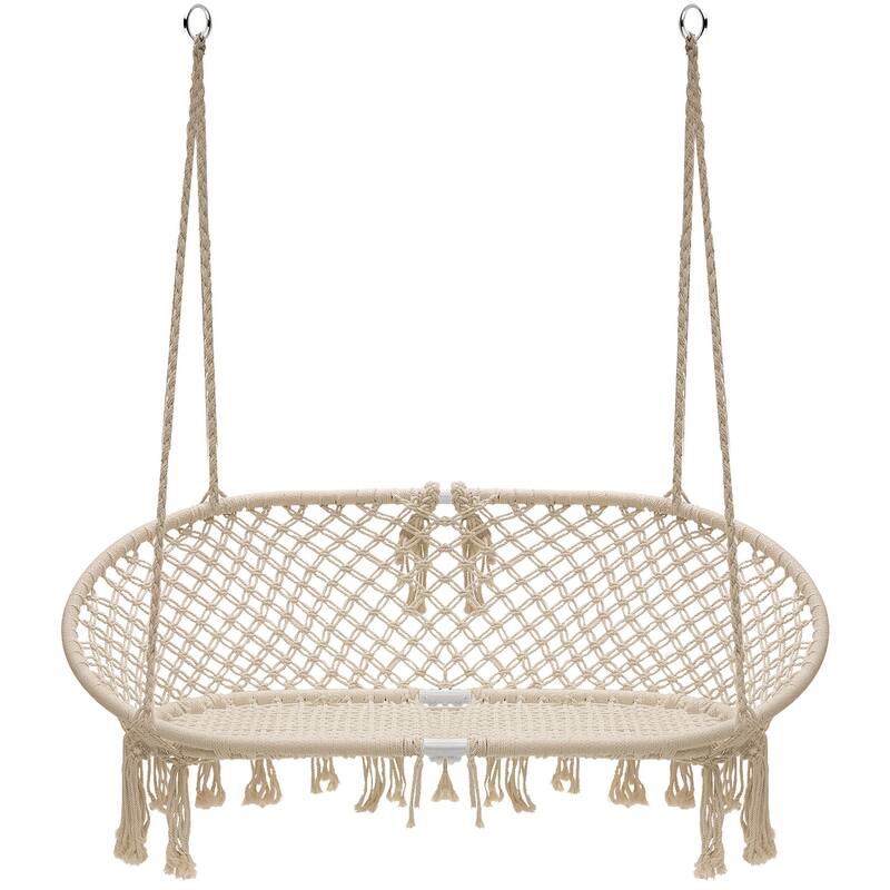 Sorbus Lounge Chair Macrame Swing, Perfect for Indoor/Outdoor Home, Patio, Deck, Yard, Garden (Double Swing)