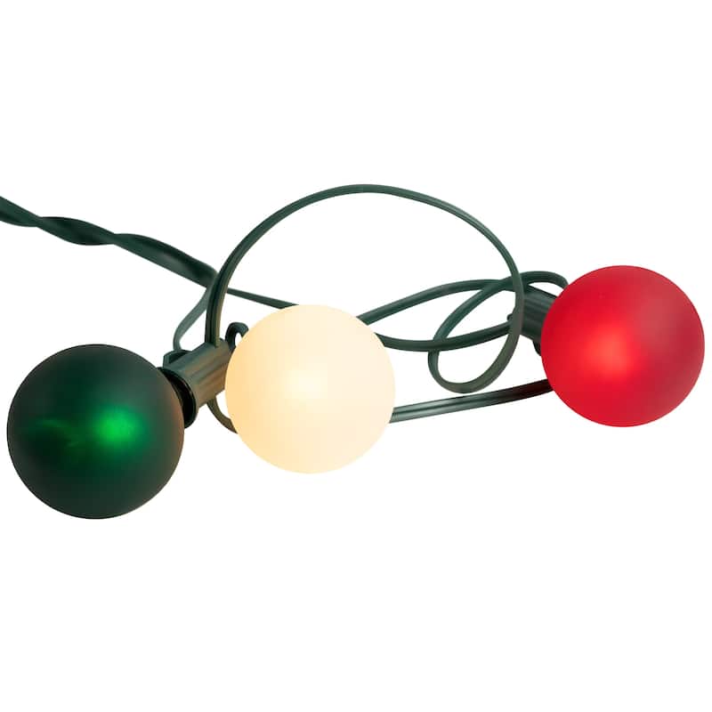 10-Count Frosted Red White Green G50 Globe Patio Lights 9ft Green Wire