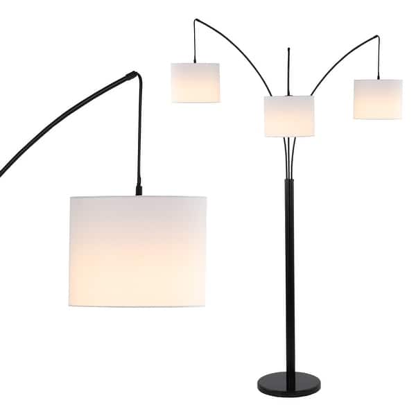 slide 2 of 10, Sylva 78.5" 3-Light Mid-Century Modern Head-Adjustable Iron LED Arc Floor Lamp, Oil Rubbed Bronze by JONATHAN Y Oil Rubbed Bronze