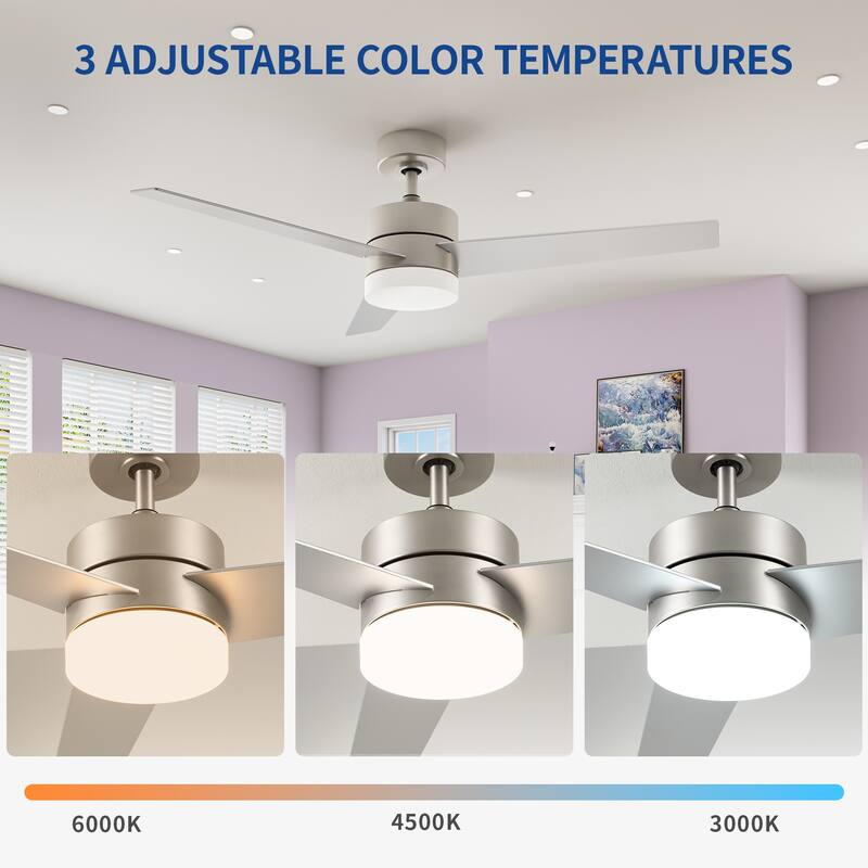 Moasis 52" Nickel 3-Blade LED Smart Ceiling Fan