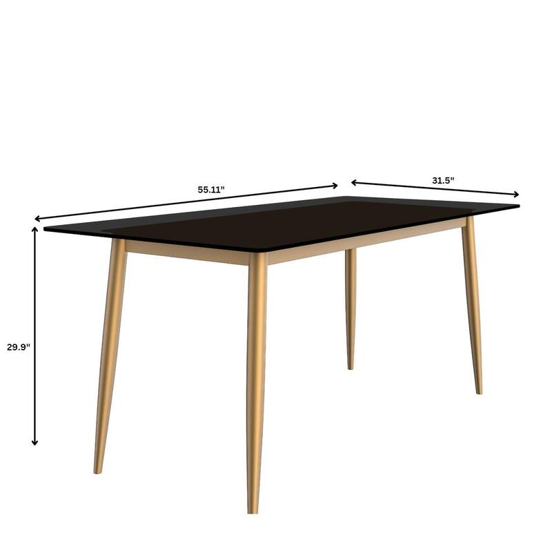 Zayle Dining Table with a 71" Rectangular Top and Gold Steel Base