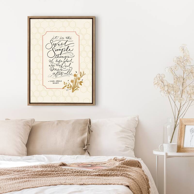 Kate and Laurel Sylvie Sweet Simple Things Framed Canvas by Valerie McKeehan of Lily and Val - Gold