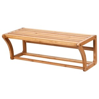 Shop Costway Bamboo Wall Shelf Towel Bar Wall Mounted Storage