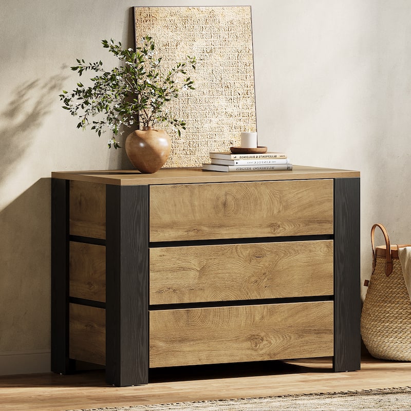 Oversized Nightstand, 36" Wide Large Night Stand with 3 Drawers