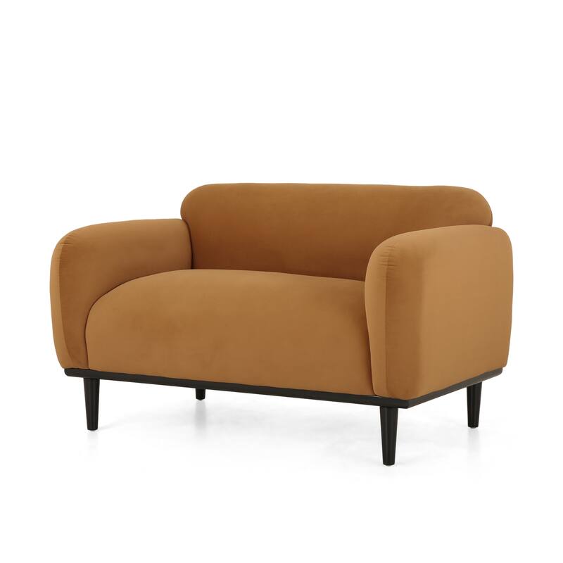 Minimalist Loveseat with Tapered Birch Wood Legs, Comfortable Upholstered Small Couch 2 Seat Settee for Living Room