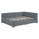 preview thumbnail 8 of 98, L-Shaped Backrest Daybed Upholstered Daybed Frame Classic Wood Slats Design with 2 Storage Drawers or Trundle, Full Size