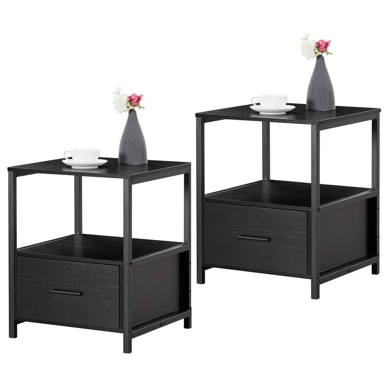 Taomika 3-Pieces Bed Frame and Modern Nightstands Sets