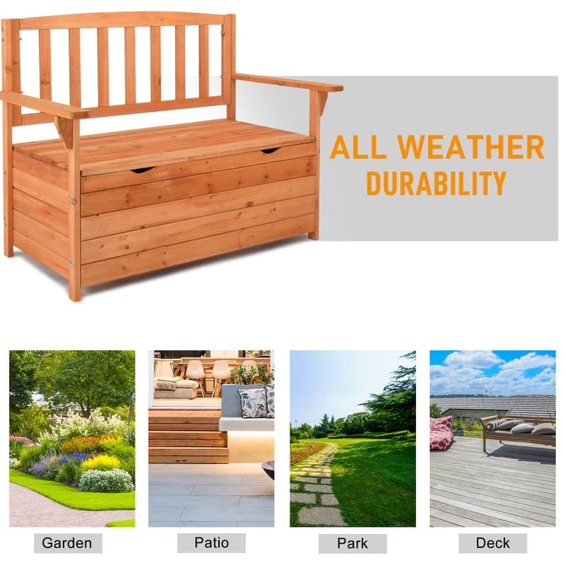 40gal Wood Outdoor Storage Bench