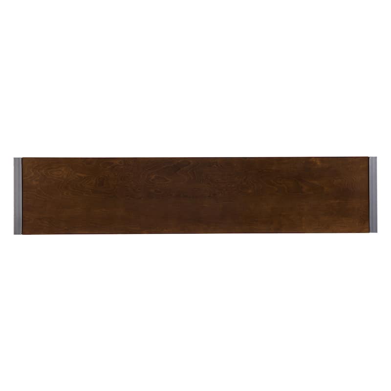 Dark Brown Wood Console Table and Gunmetal Sled Base - 54" L x 11.5" W x 29.75" H