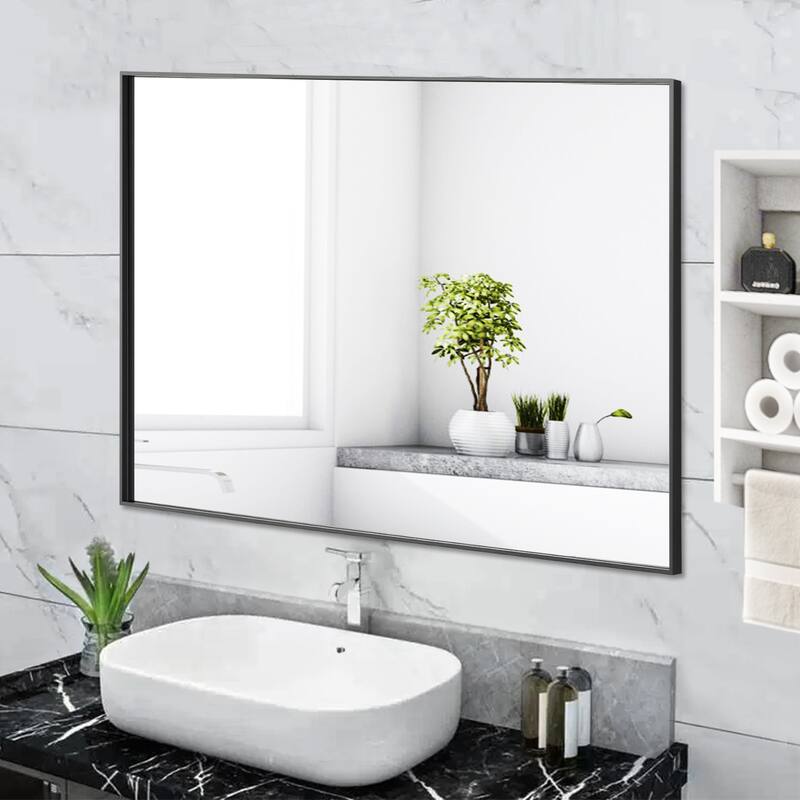 Modern Rectangle Metal Framed Bathroom Vanity Mirror Wall Mirror