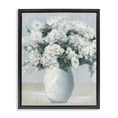Stupell Timeless White Flower Vase Framed Floater Canvas Wall Art Design By Sally Swatland