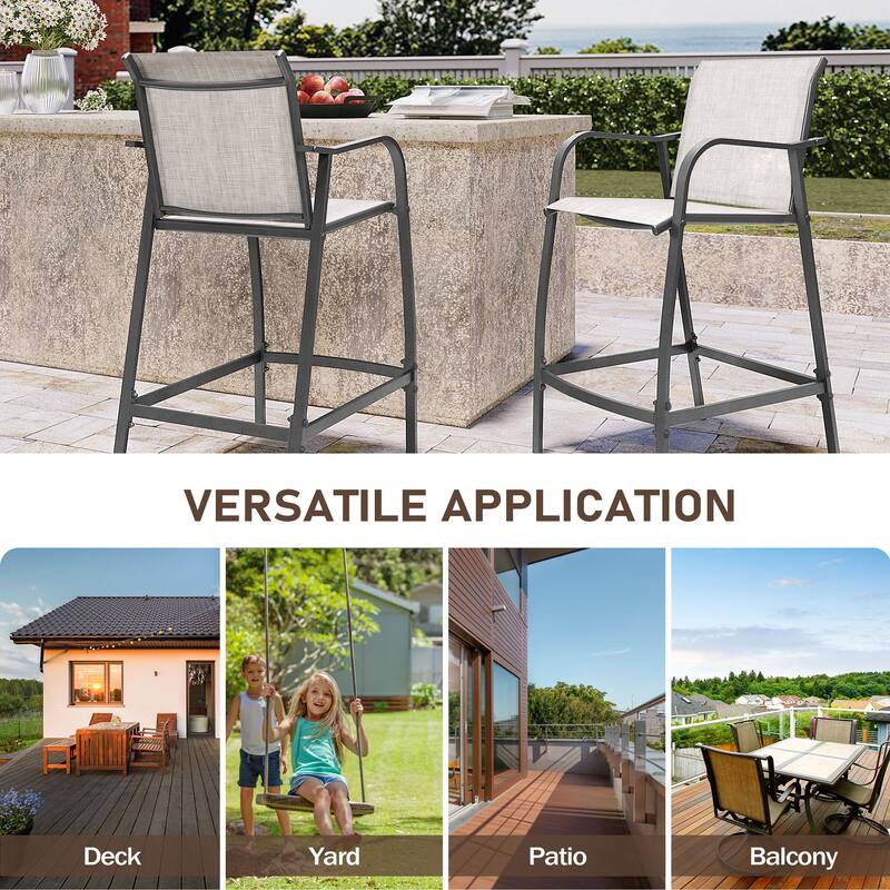 Pellebant Outdoor Bar Height Barstools Patio Bar Stools Chairs - 22.5 " D x 21.3 " W x 44 " H